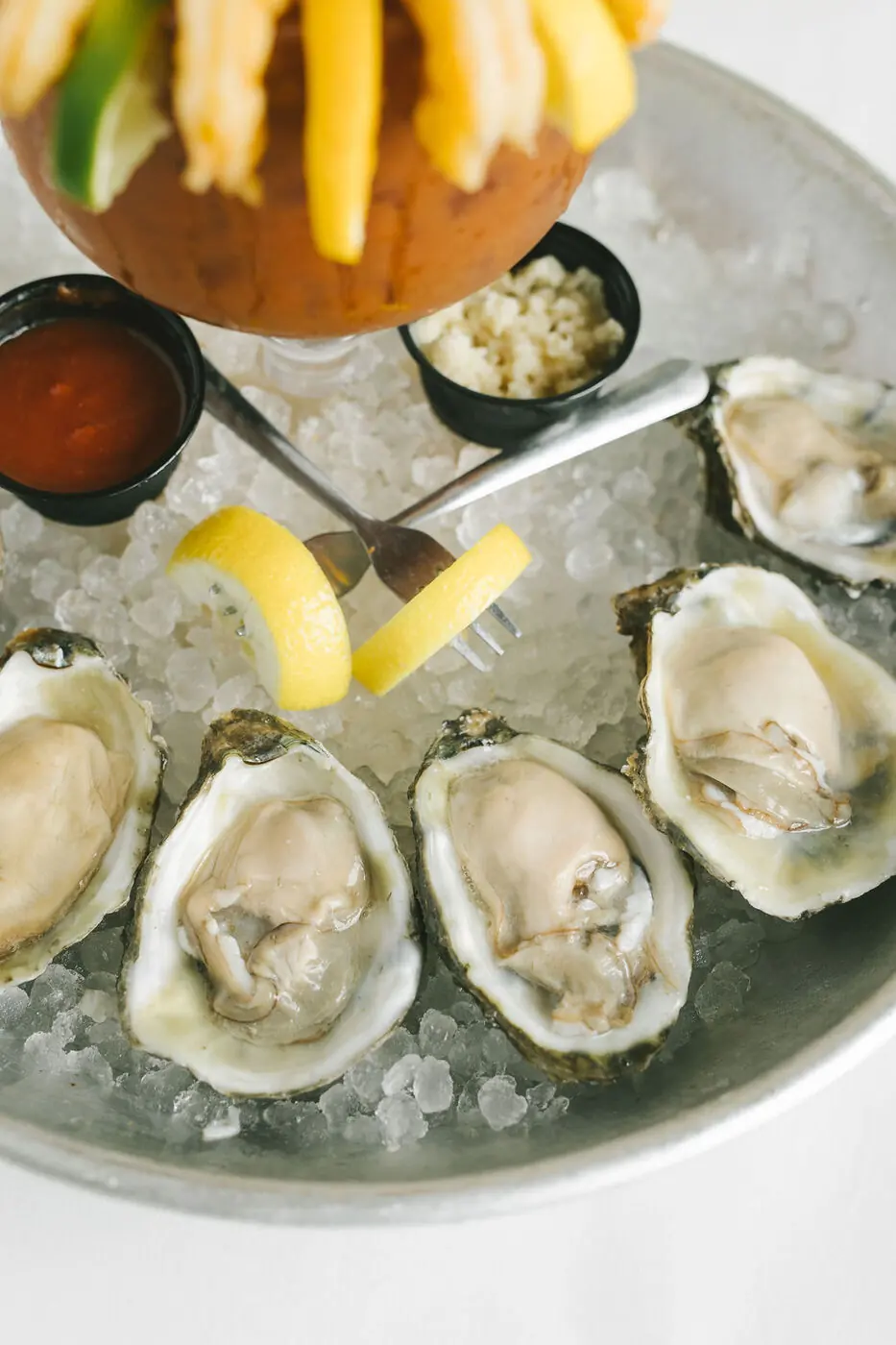 Raw oysters on ice